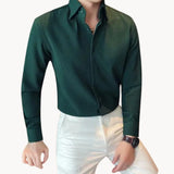 Heren Luxe Overhemd Slim Fit met Structuur en Lange Mouwen