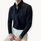Heren Luxe Overhemd Slim Fit met Structuur en Lange Mouwen