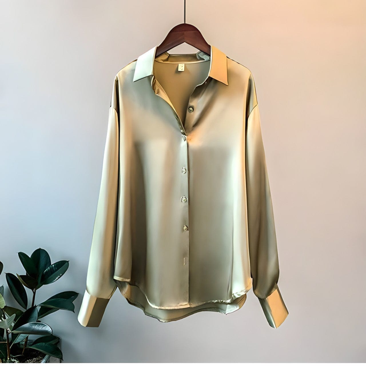 Dames Blouse met Overhemdkraag en Knoopsluiting