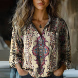 Dames Blouse met Bohemian Print en V-hals