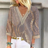 Bohemian Blouse met V-Hals en Print