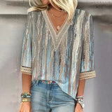 Bohemian Blouse met V-Hals en Print