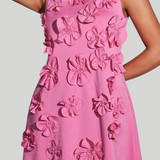 Elegante Mini Jurk met 3D Bloemendetails en A-Lijn Pasvorm