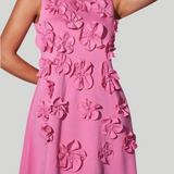 Elegante Mini Jurk met 3D Bloemendetails en A-Lijn Pasvorm