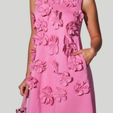 Elegante Mini Jurk met 3D Bloemendetails en A-Lijn Pasvorm