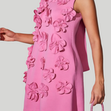 Elegante Mini Jurk met 3D Bloemendetails en A-Lijn Pasvorm