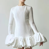 Witte Elegante Mini Jurk met Volants