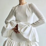 Witte Elegante Mini Jurk met Volants