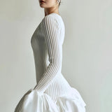Witte Elegante Mini Jurk met Volants