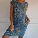 Mouwloze Mini Jurk met Botanische Print