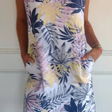 Mouwloze Mini Jurk met Botanische Print