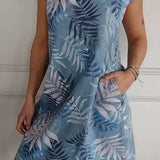 Mouwloze Mini Jurk met Botanische Print