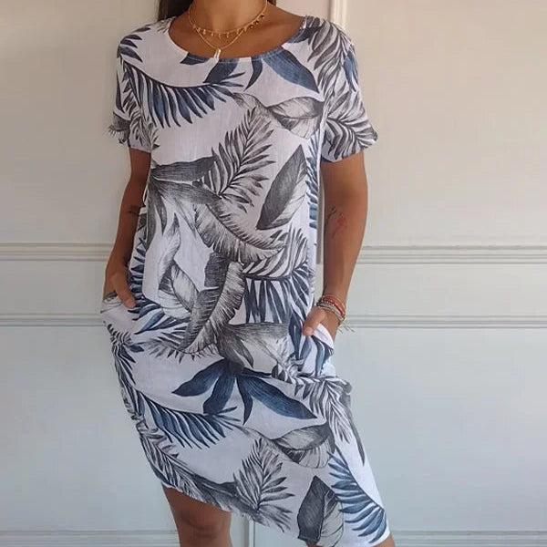 Mouwloze Mini Jurk met Botanische Print