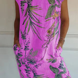 Mouwloze Mini Jurk met Botanische Print