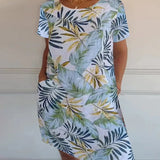 Mouwloze Mini Jurk met Botanische Print