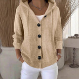 Gebreid Vest met Capuchon en Knoopsluiting