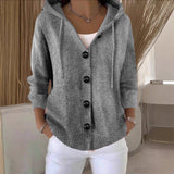 Gebreid Vest met Capuchon en Knoopsluiting