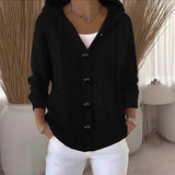 Gebreid Vest met Capuchon en Knoopsluiting