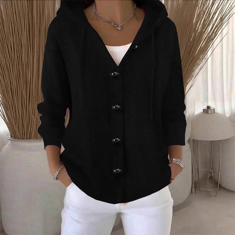 Gebreid Vest met Capuchon en Knoopsluiting