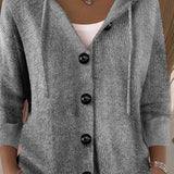 Gebreid Vest met Capuchon en Knoopsluiting