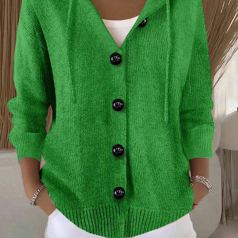 Gebreid Vest met Capuchon en Knoopsluiting