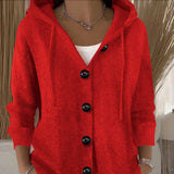 Gebreid Vest met Capuchon en Knoopsluiting