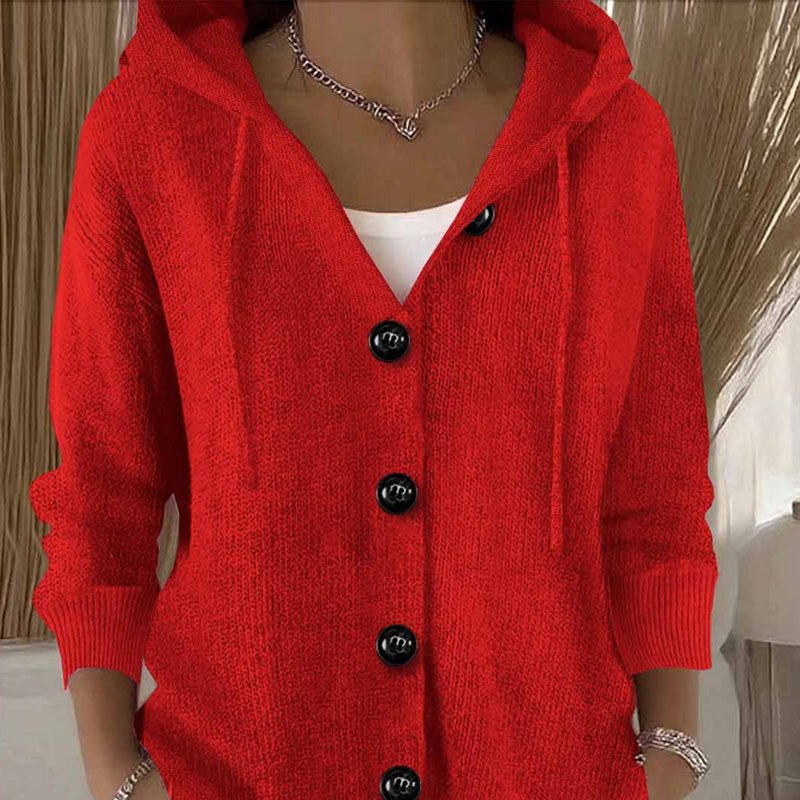 Gebreid Vest met Capuchon en Knoopsluiting