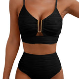 Dames Tweedelige Bikini met Rits en Hoge Taille