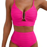 Dames Tweedelige Bikini met Rits en Hoge Taille