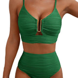 Dames Tweedelige Bikini met Rits en Hoge Taille