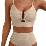 Dames Tweedelige Bikini met Rits en Hoge Taille