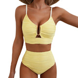 Dames Tweedelige Bikini met Rits en Hoge Taille