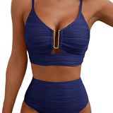 Dames Tweedelige Bikini met Rits en Hoge Taille