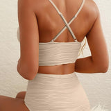 Dames Tweedelige Bikini met Rits en Hoge Taille