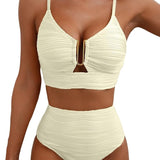 Dames Tweedelige Bikini met Rits en Hoge Taille