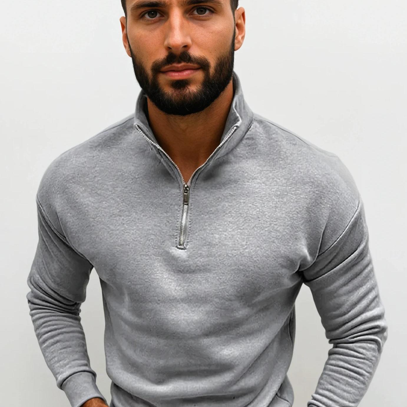 Heren half-zip trui van polyester, aansluitende pasvorm