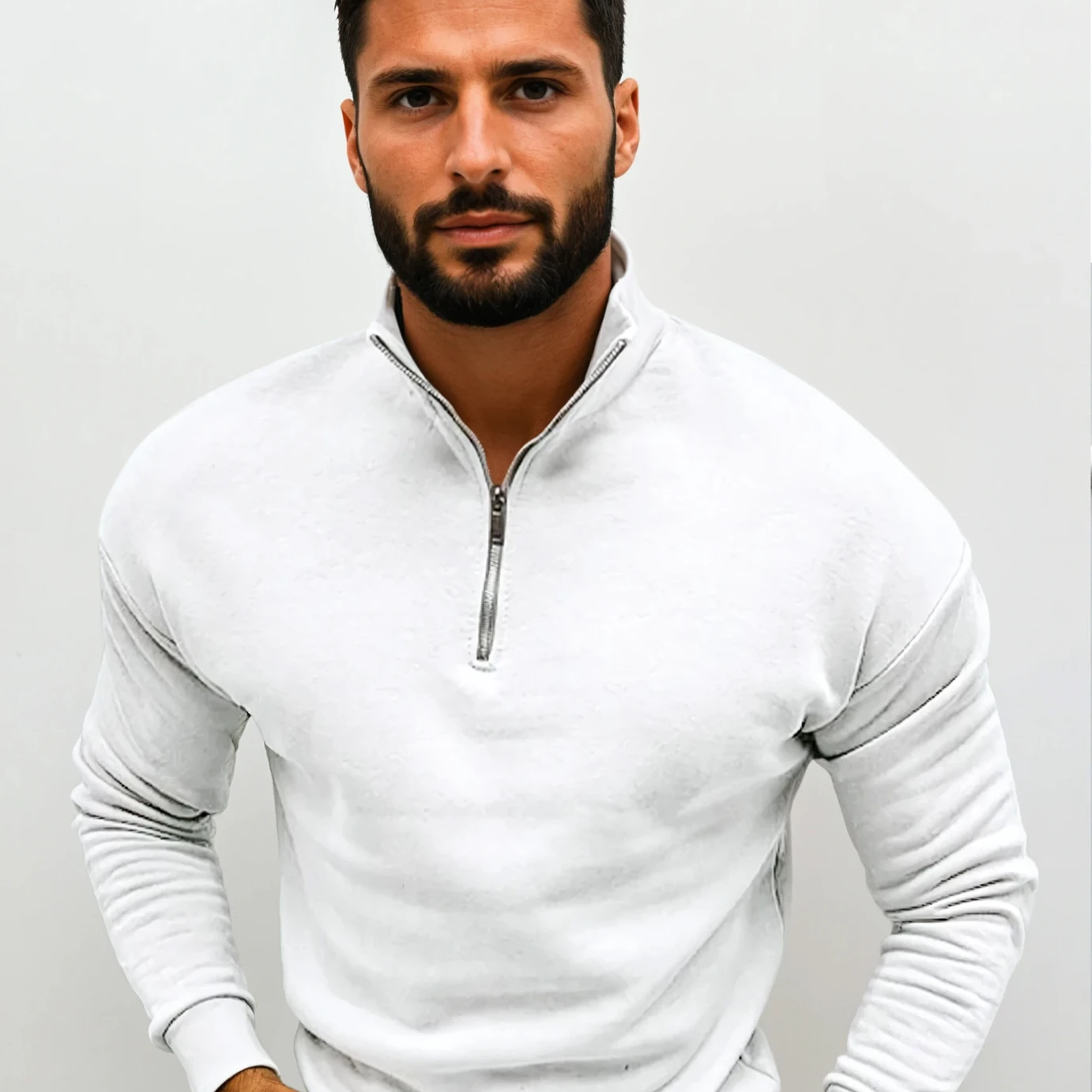 Heren half-zip trui van polyester, aansluitende pasvorm