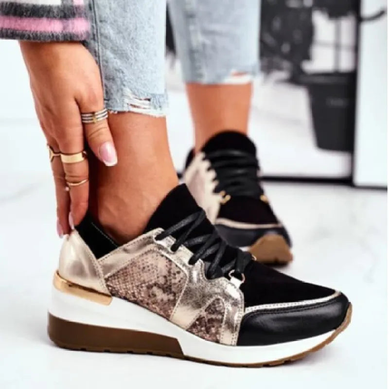 Dames Plateau Sneakers met Vetersluiting