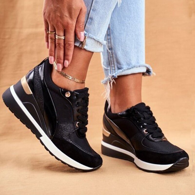 Dames Plateau Sneakers met Vetersluiting