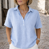 Dames Linnen Blouse met Korte Mouwen