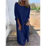 Dames Maxi Jurk met Lange Mouwen en Split