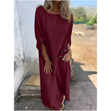 Dames Maxi Jurk met Lange Mouwen en Split