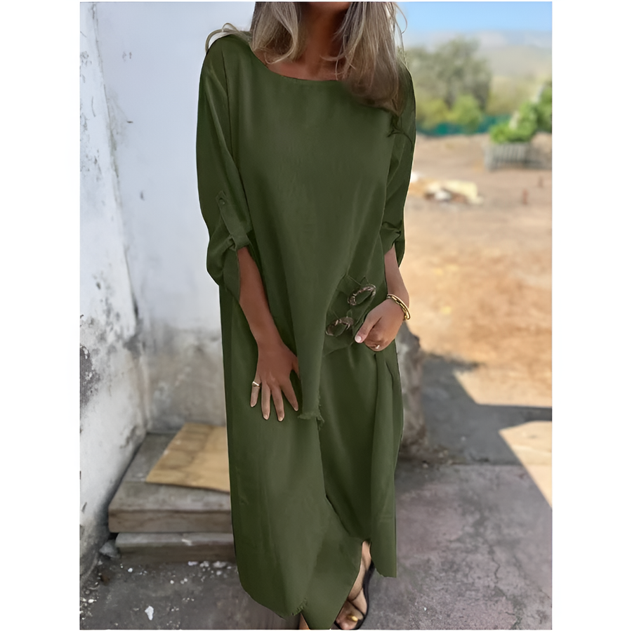 Dames Maxi Jurk met Lange Mouwen en Split