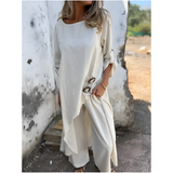 Dames Maxi Jurk met Lange Mouwen en Split