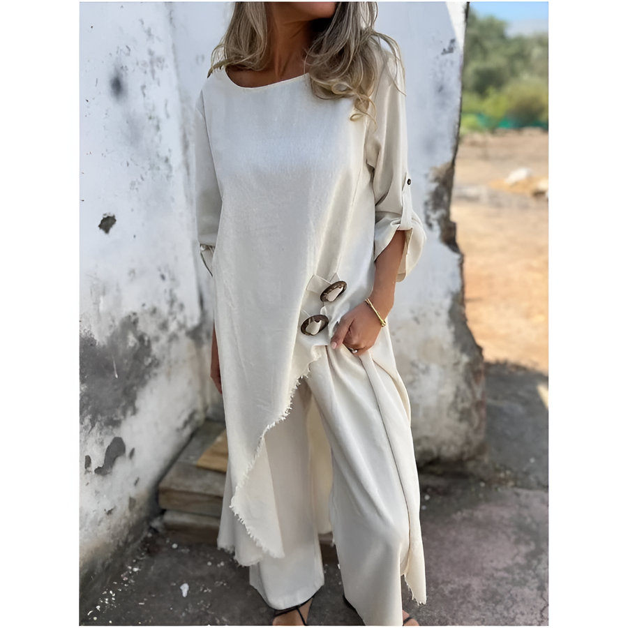 Dames Maxi Jurk met Lange Mouwen en Split