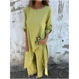 Dames Maxi Jurk met Lange Mouwen en Split