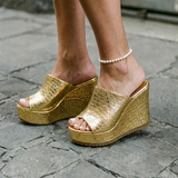 Dames Sleehak Sandalen met Open Neus