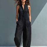 Mouwloze Jumpsuit met Ritssluiting en Wijde Pijpen