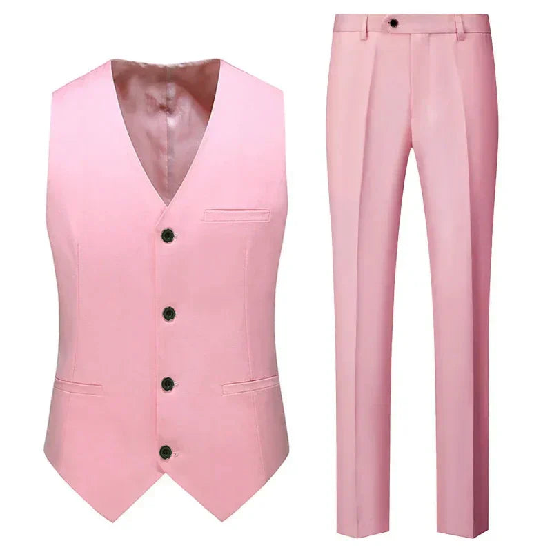 Heren slim fit set – stijlvol gilet en bijpassende broek, moderne pasvorm en hoogwaardige stof voor zakelijke en formele gelegenheden.