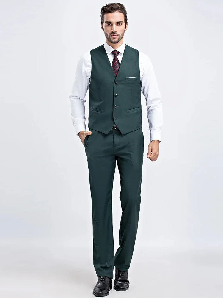 Heren slim fit set – stijlvol gilet en bijpassende broek, moderne pasvorm en hoogwaardige stof voor zakelijke en formele gelegenheden.